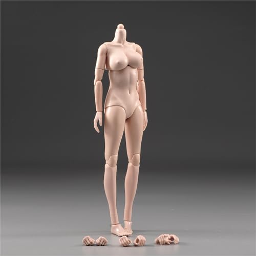 RoofWorld 1/6 Female Suntan Pale Action Figure Dolls 12' Middle Big Breasts Super Flexible Semi-Silicone Body Fit 1:6 Head Sculpt (Pale Oversize Bust)