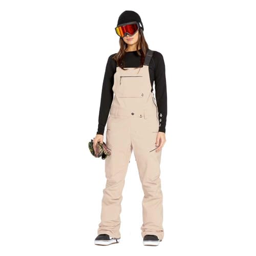 Volcom Women's Elm Stretch Slim Fit Gore-Tex Snowboard Bib Overall Sand