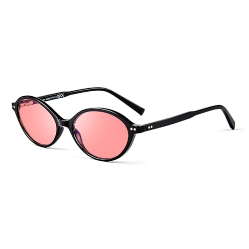 Image of Fluorescent-41 Pink Tinted Blue Light Blocking Glasses for Migraine, Light Sensitivity, Photophobia JF5002