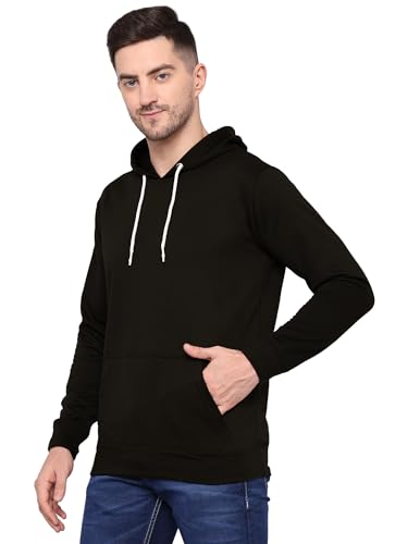 Image of TQH Men's Cotton Blend Fleece Solid Hooded Neck Sweatshirt