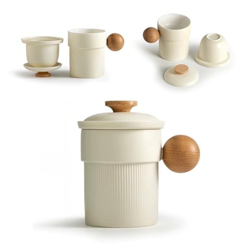 Hermit Life Caneca de chá com infusor e tampa para degrau de folh...