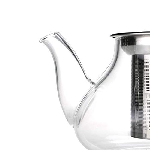 TOYO HOFU Tetera de cristal claro con infusor resistente al calor estufa de gas seguridad desmontable infusor de acero… - Imagen 3