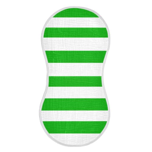 Kigai White Green Stripes Baby Burp Cloths Extra Soft and Absorbent Burping Rags Cotton Burping Clothes Baby Washcloths for Newborn Boys Girls - 1 Pack