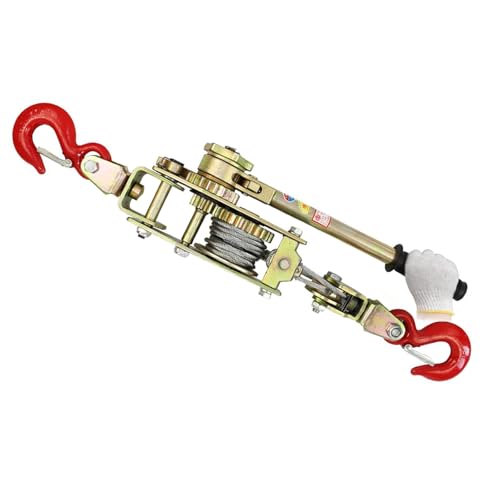 Aocay Tire Fort Manuel 2T/3T/4T, Treuil Manuel à Cliquet Autobloquant, Treuil Palan Manuel à Manivelle Bidirectionnel avec 2 Crochet pour le Remorquage de Véhicules/Déplacement de Charges Lourdes(4T)