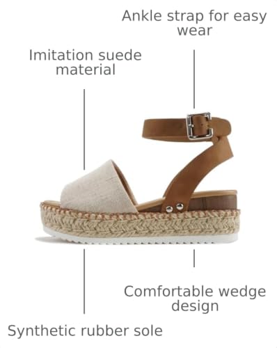 Image of Soda Topic Open Toe Buckle Ankle Strap Espadrilles Flatform Wedge Casual Sandal