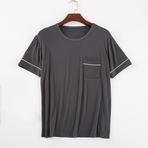 Mens Modal Cotton Lounge T-Shirt Short Sleeve Soft Lightweight Pajama Tops Round Neck Tee Top Loungewear2