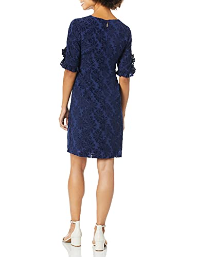 Karl Lagerfeld Paris Women's Ruffle Pearl Trim Sleeve Crepe Dress2