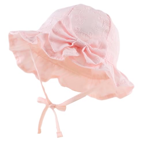 Image of Bow Baby Girls Summer Hat Flower Toddler Girls Sun Hat Cotton Breathable Infant Hat