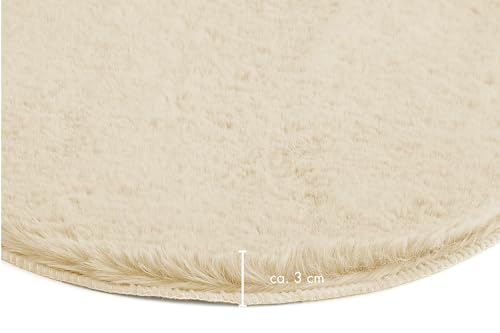 -LUXOR- living Sitzkissen Coste - Kunstfell Stuhlauflage als Deko Wohnzimmer oder Stuhlkissen - gemütliches Sitzkissen Stuhl Dekokissen 40 x 40 cm rund Beige 4er Set