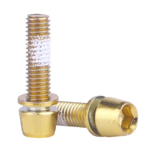 Image of Steel M5x18mm Bolts with Washer, Allen Hex Tapered Screw for Bicycle Stem, Pack of 6 (Gold)