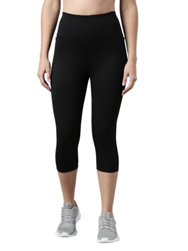 Image of GO COLORS Womens Solid Training Capri | Elastane, High Rise