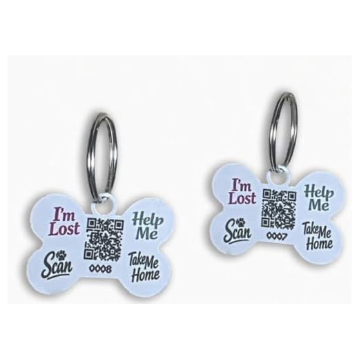 QR Pet ID Tag for Dogs & Cats 2PK, Lost Pet Recovery Tag with Scan Alerts and Secure Messaging