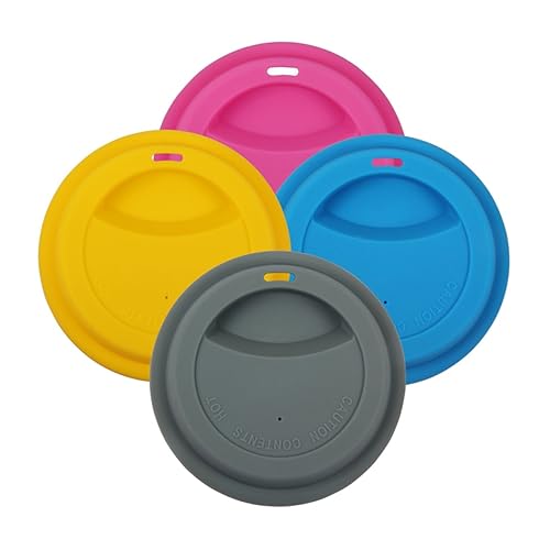 COLLBATH Silicone Drink Cup Lids 8 Pack Reusable Covers Insulated Leakproof Mixed Colors