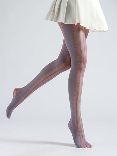 Image of Sahabowi Women Tights, Sheer High Waist Pantyhose, Vintage Control Top Stockings, Siwa7