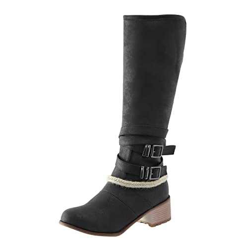 Bottes mi-mollet vintage pour femme avec zip au dos pour enfilage facile