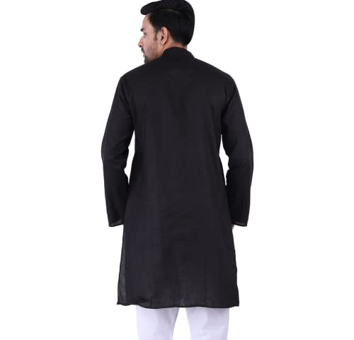 Image of Sadree Men's Cotton Long Solid Color Plain Knee Length Mandrin Collor Full Sleeve Ethnic Kurta Only