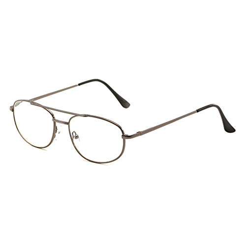 Eyetary Lunettes de Lecture Hommes Femmes Mode Ovales - Cadre en métal à Double Pont - Grossissement 1,00 à 4,00 Force,GunGreyFrame,+2.5 Cover