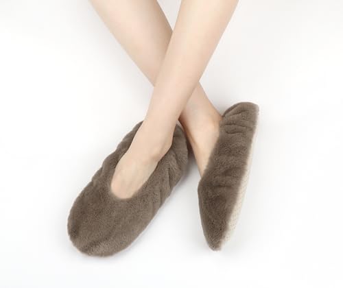 Image of Keyela Women's Ballerina Slippers,Non-Slip Bedroom Slippers Socks | Soft fuzzy slipper socks for ladies Indoor home slippers Cozy sock slippers Ballet Slippers