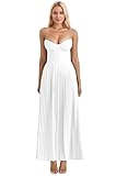 Strapless Corset Prom Dress Aline Ruched Chiffon Formal Wedding Guest Gown White