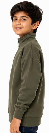 Image of T2F Boys Cotton High Neck Oversized Fit DropShoulder Sweatshirt