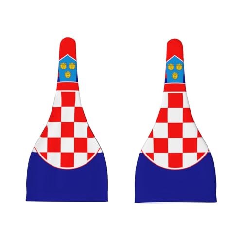 Newborn Baby Hat, Republic of Croatia Flag Print Soft Top Knot Beanie Cap, Cute Baby Headwear for 0-6 Months Black3