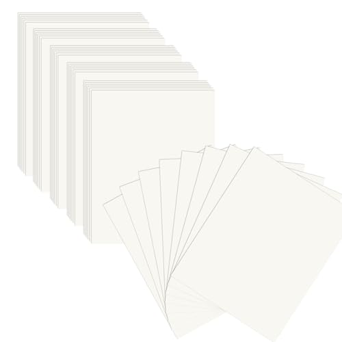 50 Stück A6 Kraftpapier Karten, Blanko Postkarten Weiß 15x10CM 300g/m² Kraftpapier-Karten Set Druckbar Postkarten Blanko für Selbstgestalten beschriften oder bedrucken