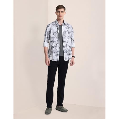 Image of U.S. Polo ASSN. Printed Regular Fit Shirt for Men - 100% Cotton, Breathable & Comfortable, Full Sleeves Casual Shirt for Men
