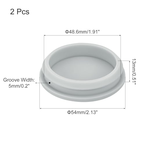 Image of MECCANIXITY 2pcs Silicone Snap in Locking Hole Plugs,48.6mm /1.9 Inch Mounting Diameter Narrow Groove Width 5mm Panel Seal Cover Round for Kitchen Bulkheads Waterproof Sealing Plugs Grey