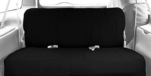 Rear Solid Bench Seats, CalTrend Neoprene Seat Covers for 2000-2002 Chevrolet Suburban 1500|Chevrolet Suburban 2500|GMC Yukon|GMC Yukon XL 1500|GMC Yukon XL 2500 Black Black Insert and Trim