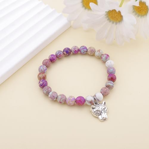 PARTNER Snow Leopard Inspirational Christmas Birthday Gifts for Women Unique Natural Stone Beaded Bracelets for Women Meaningful Animal Jewelry for Snow Leopard Lovers2