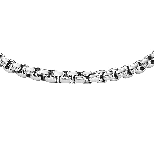 Image of Fossil Men's Plated Stainless Steel Engravable Personalized Gift ID, Chain or Cuff Bracelet for Men