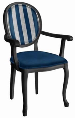 Casa Padrino Chaise de salle à manger baroque bleu/argent/noir - Chaise de style ancien fabriquée...