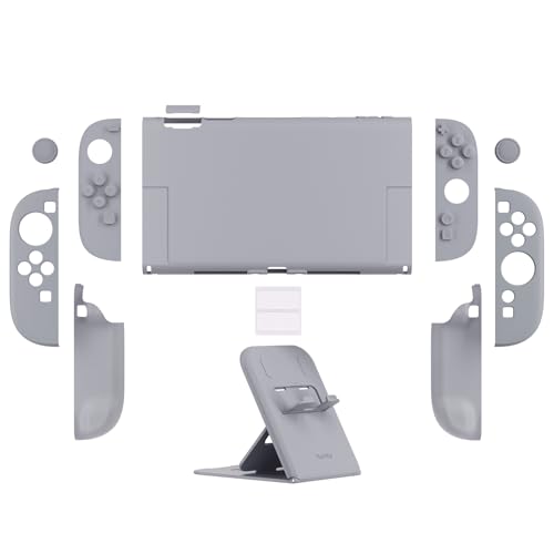 Image of PlayVital Hard Case for Nintendo Switch 2 with Extra Stand & Thumb Grip Caps | Split Design, Dockable Protective Full-Body Shell Cover for Nintendo Switch 2 | Solid Color Series, New Hope Gray