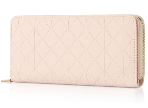 Charltu Womens Wallet PU Soft Leather Clutch Wallets For Women Bi-fold Credit Card Holder Ladies Wallets With ID Window Coin and Cash Organizers Long Wallet With Large Capicity Zipper Pocket Pink