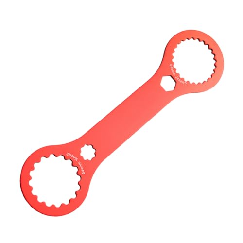 YUVKIN Llave para bielas de bicicleta, adecuada para sistemas de bloqueo central, frenos de disco, ejes de pedalier y mantenimiento de bicicletas de montaña (roja)