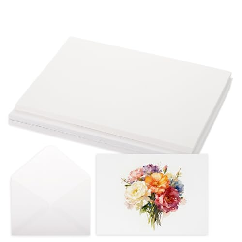 Papier aquarelle anti-gondolement 300g/m² avec enveloppes