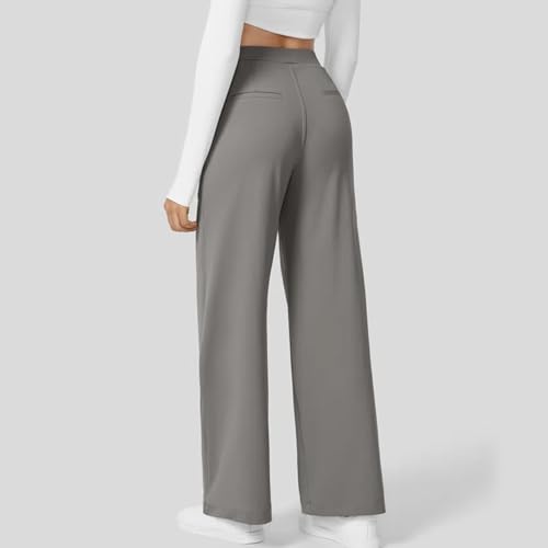 Women's Wid Leg Straight Leg Pants High Elastic Waisted in The Back Business Work Pants Casual Trousers2