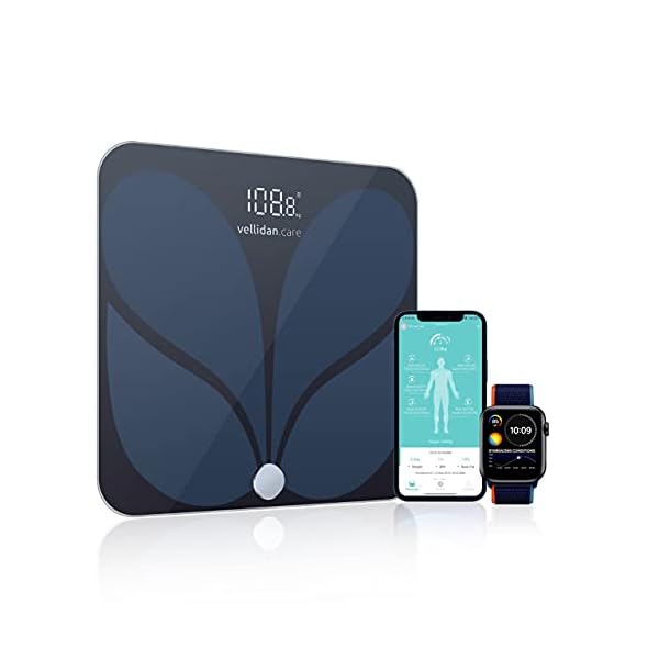 vellidan Körperfettwaage ǀ Smarte Digitale Waage ǀ Bluetooth Personenwaage inkl. App, für Körperfett, und Muskelmasse…