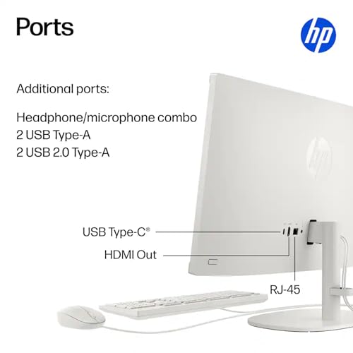 Image of HP 22 inch FHD All-in-One Desktop Computer - 13th Gen Intel Quad-Core - Office 365 for The Web - 8GB DDR5 RAM - 128GB UFS Storage - Wireless Earbuds - Keyboard and Mouse