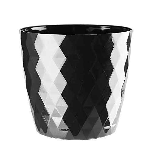 VERDENIA Cristal Blumentopf Leichter Blumenkübel Balkonblumentopf Dekorativer Topf für Pflanzen für Innen und Außenbereich Pflanztopf aus Kunststoff Runder Viele Farben 20cm Schwarz