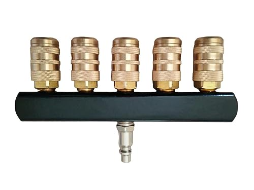 Zeluga 22-140 5-Way Industrial Style Bar Air Manifold with Brass 5 Coupler