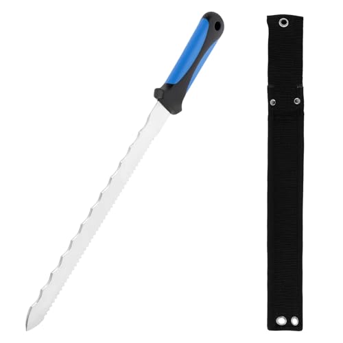 Couteau à Isolation 420mm – Couteau Isolant Lame 280 mm en Acier Trempé double melage – Ideal Laine de bois, de verre, de roche, Polystyrène, – Manche...