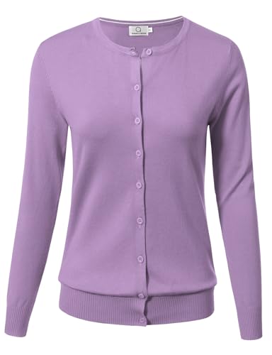 Image of Allsense Women's Long-Sleeve Crewneck Cardigan | Classic Button Down Sweater, Soft Fine Knit, Lightweight