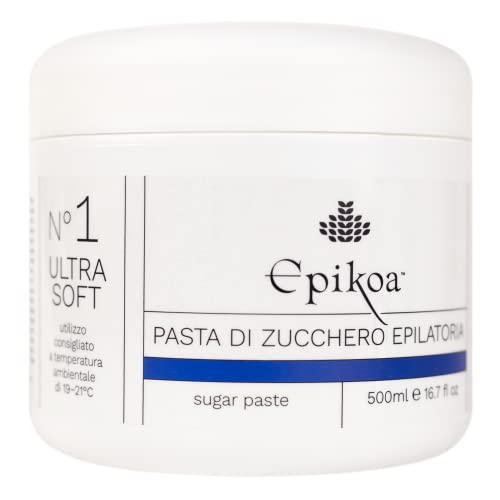 PASTA DI ZUCCHERO ULTRA SOFT N.1 EPIKOA NATURALE sugar wax NATURALE cera araba depilazione donna ceretta araba inguine ascelle e gambe ceretta indolore crema depilatoria parti intime barattolo 500ml