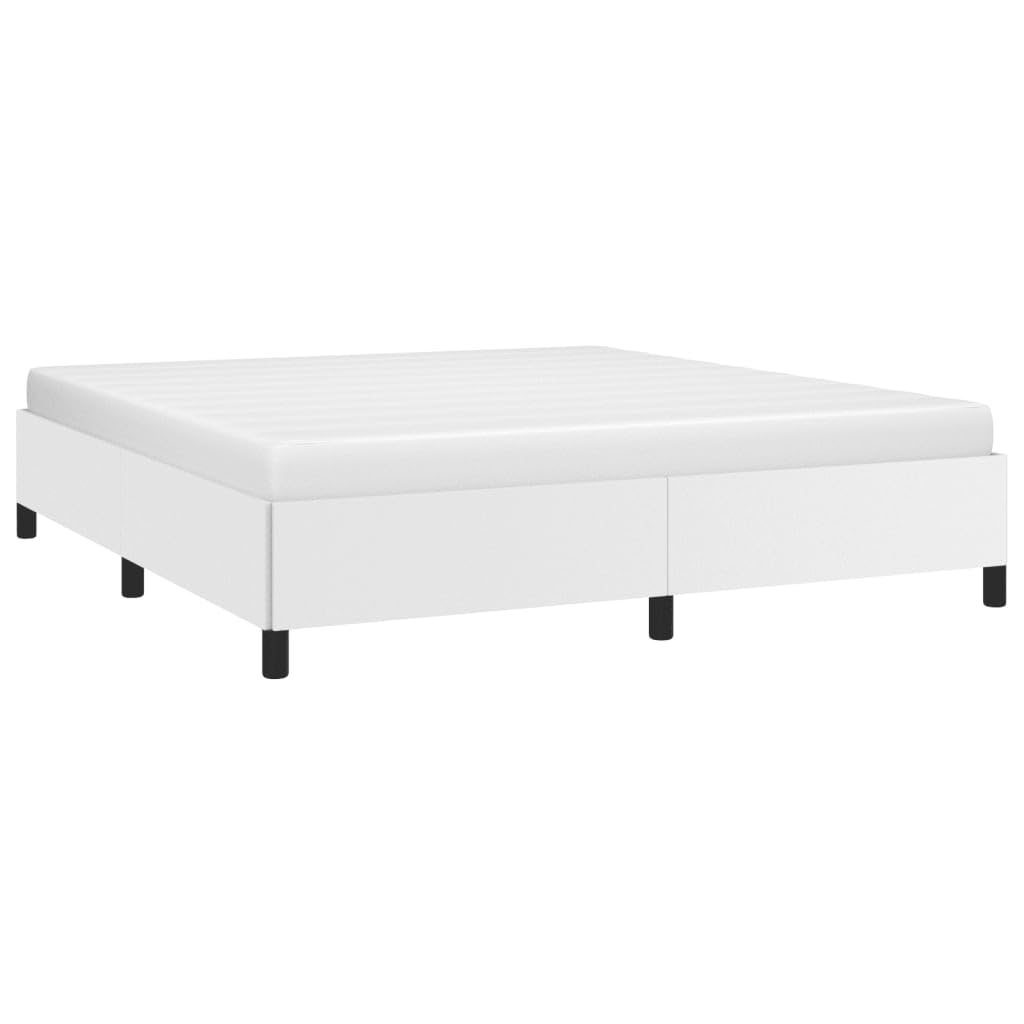 vidaXL Polsterbett Kunstlederbett Bett Doppelbett Bettgestell Bettrahmen Lattenrost Schlafzimmerbett Schlafzimmermöbel Weiß 180x200cm Kunstleder