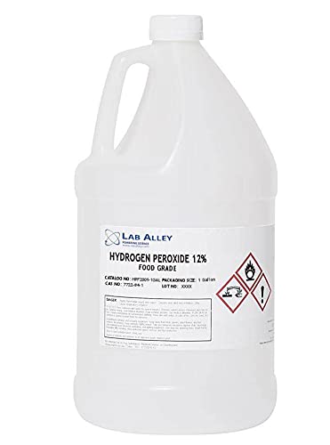 Lab Alley Hydrogen Peroxide 12% Food Grade, Kosher Certified, Halal, GMO-Free, Ideal for Kitchen, Laundry, Bath, Home - 1 Gallon
