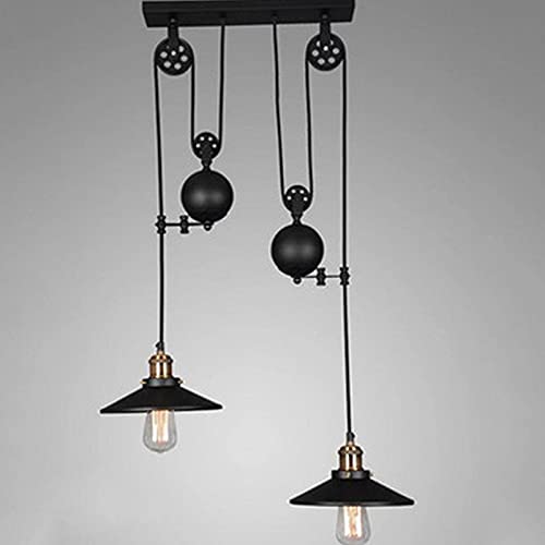 Lustres de poulie en fer vintage industriels et suspension de plafond réglable rétro