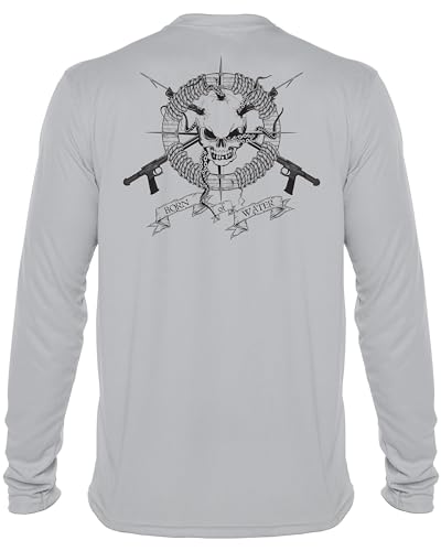 Born of Water Spearfishing Shirt: Performance Long Sleeve: Skull & Spearguns