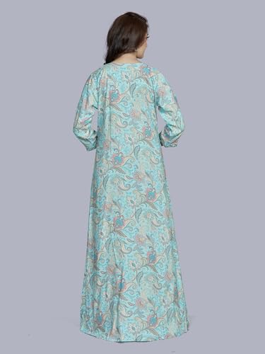 Image of sanaa Women Printed Embroidered Viscose Kaftan Nightdress