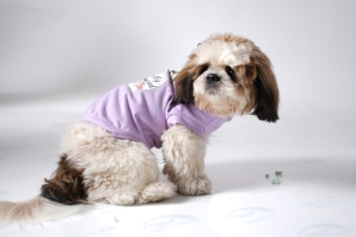 Image of Thunder Tails Premium Cotton Dog T-Shirt | Adjustable Neck | for Small Dogs | Lilac | X Large | for Shih tzu
